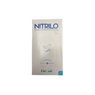 Guantes de nitrilo uniseal, Talla G, 100 pzas. Color azul.