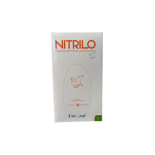 Guantes de Nitrilo Uniseal Talla M 100 Pzas. Color naranja