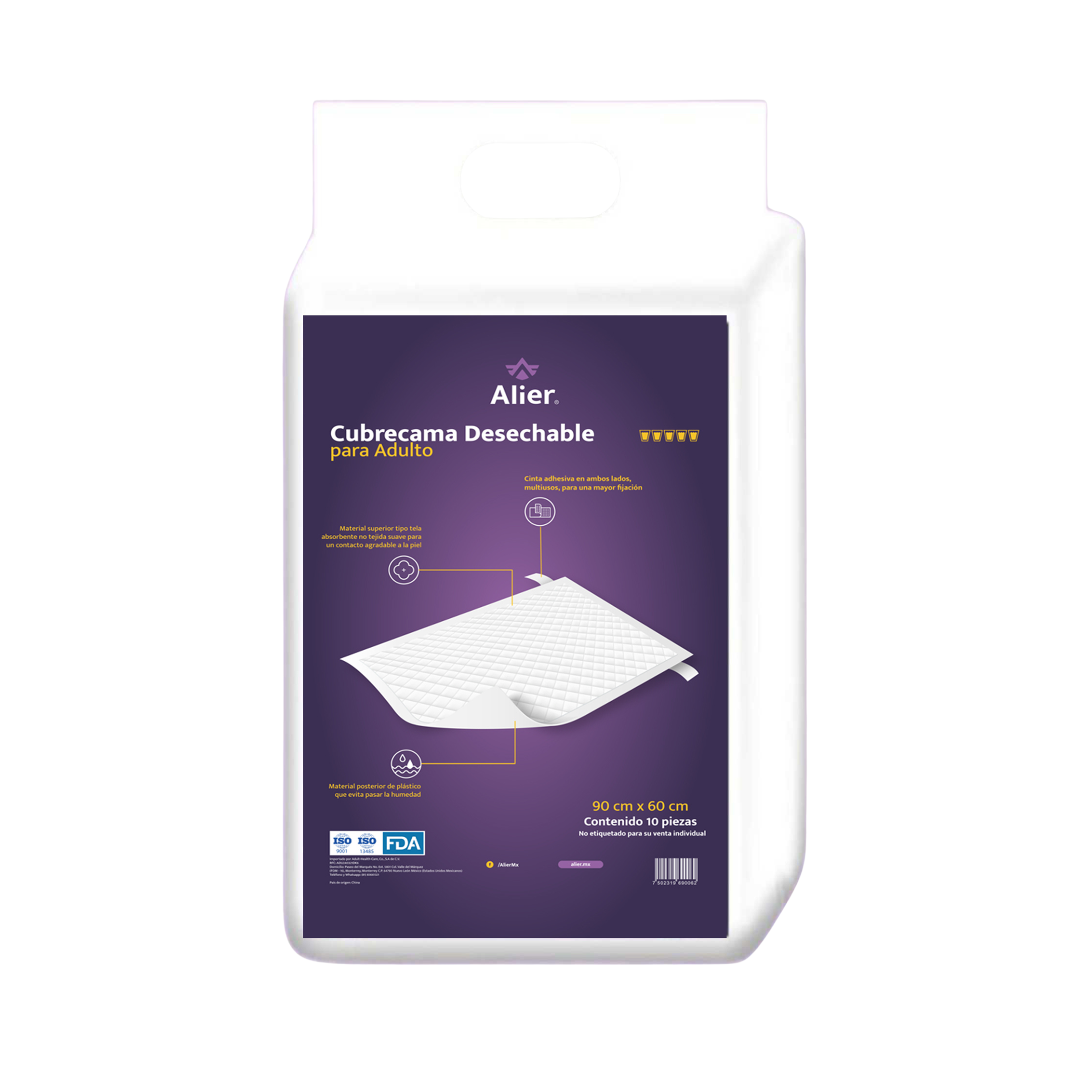 Cubrecama desechable para adulto.