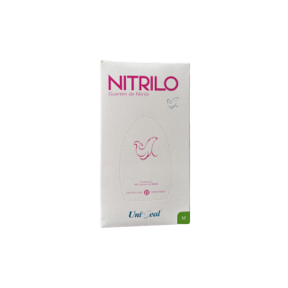 Guantes de Nitrilo Uniseal. Talla M. 100 pzas. Color Rosa